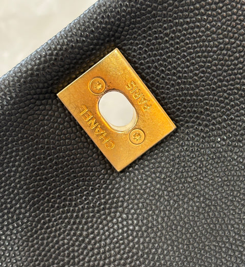 【中古】 CHANEL シャネル マトラッセ ココハンドル 2way ショルダーバッグ ブラック キャビアスキン ブラック系 ゴールド金具 29番台(2020年) ブランドバッグ ハンドバッグ 中古品 (CHANEL,materasse,cocohandle,black,caviaskin,gold,handbag,shourderbag,used)
