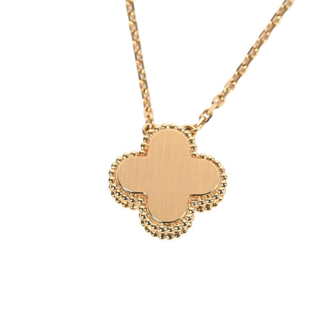 【中古】Van Cleef&Arpels ヴァンクリーフ &アーペル K18PG オブシディアン ヴィンテージアルハンブラ ペンダントネックレス  (箱、ギャランティ付き)