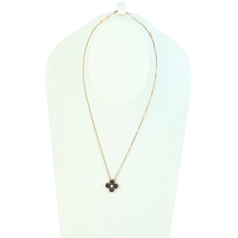 【中古】Van Cleef&Arpels ヴァンクリーフ &アーペル K18PG オブシディアン ヴィンテージアルハンブラ ペンダントネックレス  (箱、ギャランティ付き)