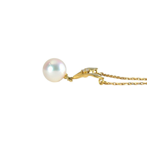 【中古】MIKIMOTO K18YG アコヤパールペンダントネックレス 7.3mm