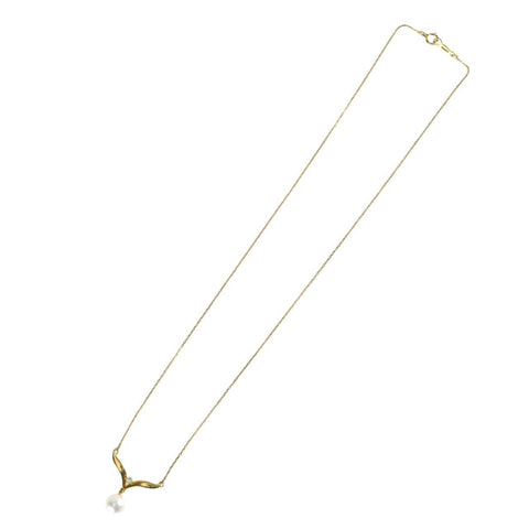 【中古】MIKIMOTO K18YG アコヤパールペンダントネックレス 7.3mm