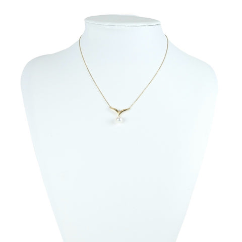 【中古】MIKIMOTO K18YG アコヤパールペンダントネックレス 7.3mm