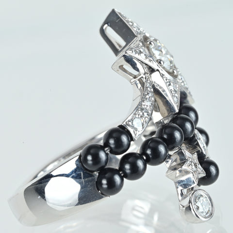 【中古】CHANEL シャネル comet collection コメットコレクション K18WG ダイヤモンド ブラックスピネルリング 9.1g #14