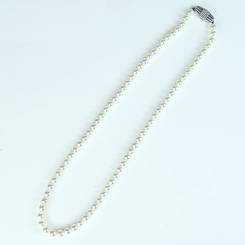 【中古】MIKIMOTO ミキモト K18WG akoya アコヤパール連ネックレス 5-5.5mm18.2g ONE PRICE