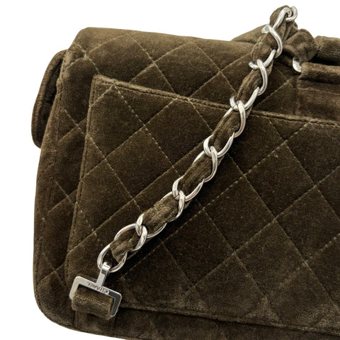 【中古】 CHANEL シャネル MATELASSE VELOUR BACK PACK マトラッセベロアバッグパック バックパック 4番台(1996-1998年) カーキ ベロア USED USED バッグ