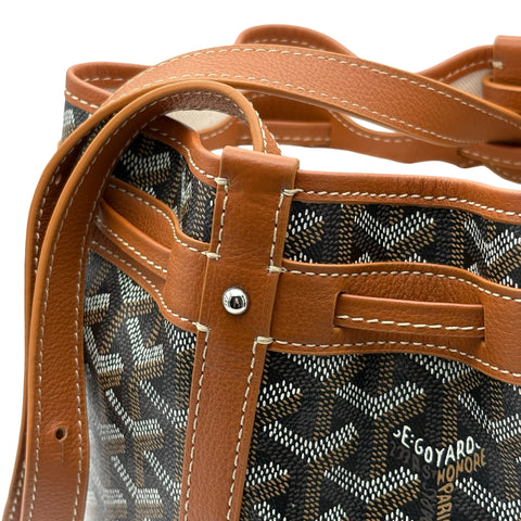 【中古】 GOYARD ゴヤール PETIT FLOT BAF プティ・フロ バケットバッグ ショルダーバッグ ブラック/ブラウン キャンバス カーフスキン 中古 USED バッグ