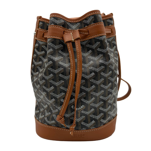 【中古】 GOYARD ゴヤール PETIT FLOT BAF プティ・フロ バケットバッグ ショルダーバッグ ブラック/ブラウン キャンバス カーフスキン 中古 USED バッグ