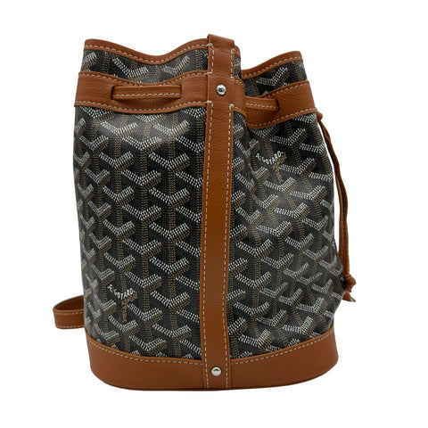 【中古】 GOYARD ゴヤール PETIT FLOT BAF プティ・フロ バケットバッグ ショルダーバッグ ブラック/ブラウン キャンバス カーフスキン 中古 USED バッグ