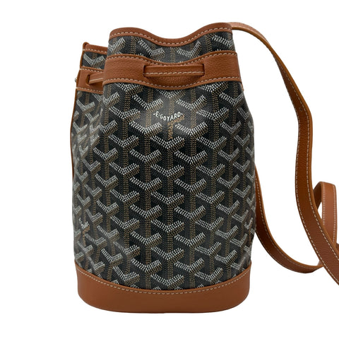 【中古】 GOYARD ゴヤール PETIT FLOT BAF プティ・フロ バケットバッグ ショルダーバッグ ブラック/ブラウン キャンバス カーフスキン 中古 USED バッグ