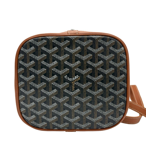 【中古】 GOYARD ゴヤール PETIT FLOT BAF プティ・フロ バケットバッグ ショルダーバッグ ブラック/ブラウン キャンバス カーフスキン 中古 USED バッグ