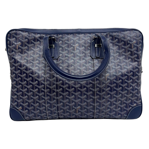 【中古】 GOYARD ゴヤール AMBASSADE BRIEF CASE アンバサードブリーフケース ハンドバッグ ブルー キャンバス 中古 USED バッグ