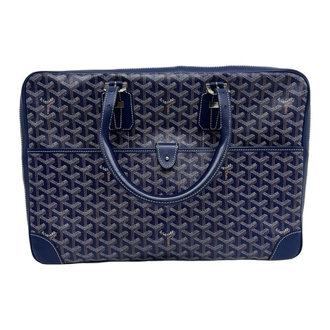 【中古】 GOYARD ゴヤール AMBASSADE BRIEF CASE アンバサードブリーフケース ハンドバッグ ブルー キャンバス 中古 USED バッグ