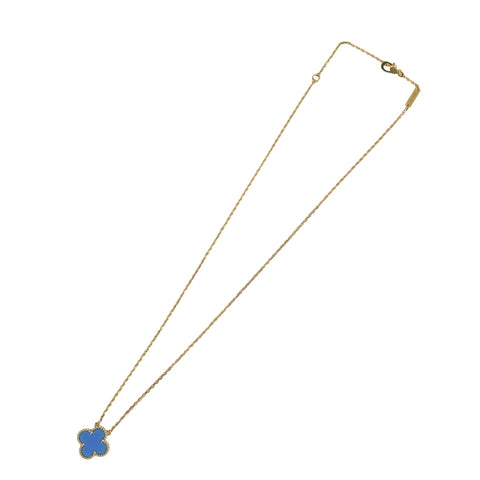 【未使用】Van Cleef&Arpels ヴァンクリーフ&アーペル K18YG VINTAGE ALHAMBRA ヴィンテージアルハンブラ NECKLACE ブルーアゲートネックレス 5.3g