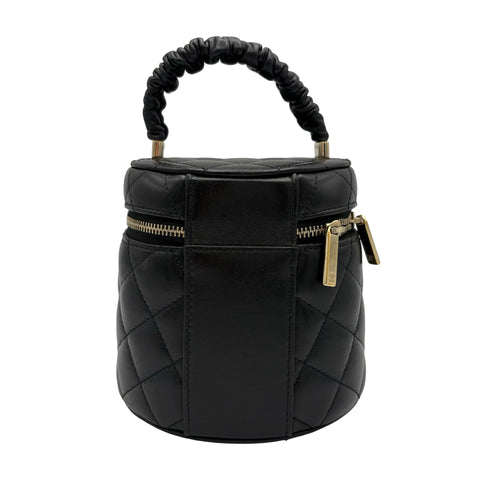 【中古】 CHANEL シャネル MINI VANITY TOP HANDLE BAG ミニバニティトップハンドルバッグ ショルダーバッグ 31番台(2022年) BLACK LAMBSKIN 中古 USED バッグ