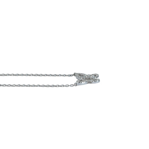 【中古】GRAFF グラフ K18WG ミニバタフライシルエット ダイヤモンド ペンダントネックレス ジュエリー