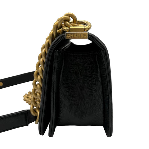 【中古】CHANEL シャネル BOY CHANEL SHOULDER BAG ボーイシャネル ショルダーバッグ ランダム番(2021年~) BLACK CAVIAR SKIN 中古 USED バッグ
