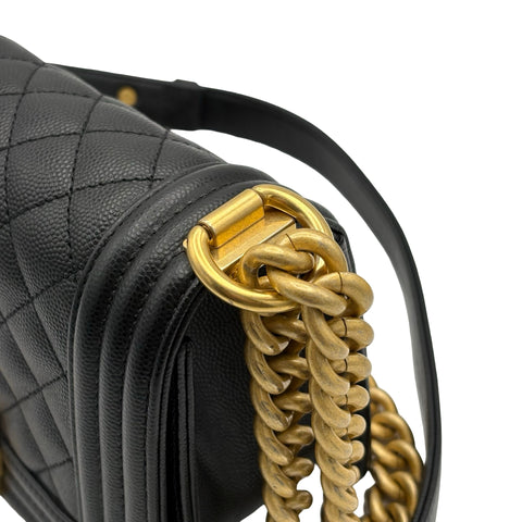 【中古】CHANEL シャネル BOY CHANEL SHOULDER BAG ボーイシャネル ショルダーバッグ ランダム番(2021年~) BLACK CAVIAR SKIN 中古 USED バッグ