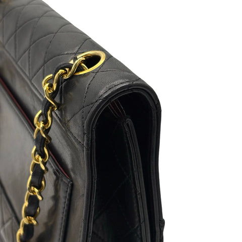 【中古】 CHANEL シャネル TRAPEZOID トラペゾヘド チェーンショルダー 1番台(1989-1991年) ブラック ラムスキン 中古 USED バッグ