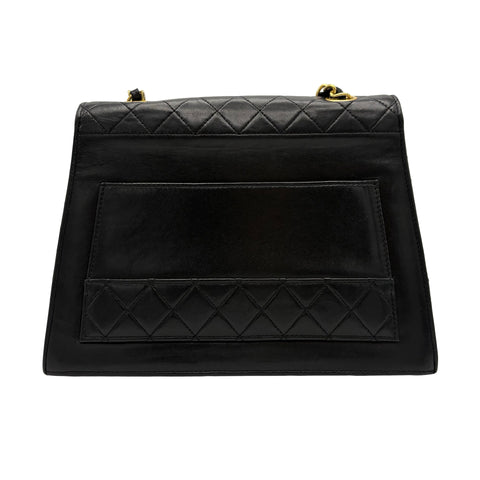 【中古】 CHANEL シャネル TRAPEZOID トラペゾヘド チェーンショルダー 1番台(1989-1991年) ブラック ラムスキン 中古 USED バッグ