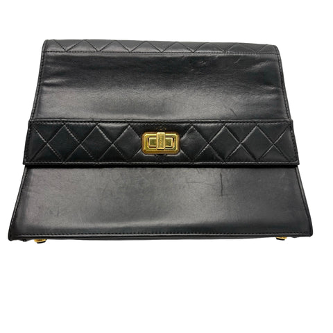 【中古】 CHANEL シャネル TRAPEZOID トラペゾヘド チェーンショルダー 1番台(1989-1991年) ブラック ラムスキン 中古 USED バッグ