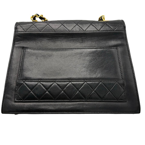 【中古】 CHANEL シャネル TRAPEZOID トラペゾヘド チェーンショルダー 1番台(1989-1991年) ブラック ラムスキン 中古 USED バッグ