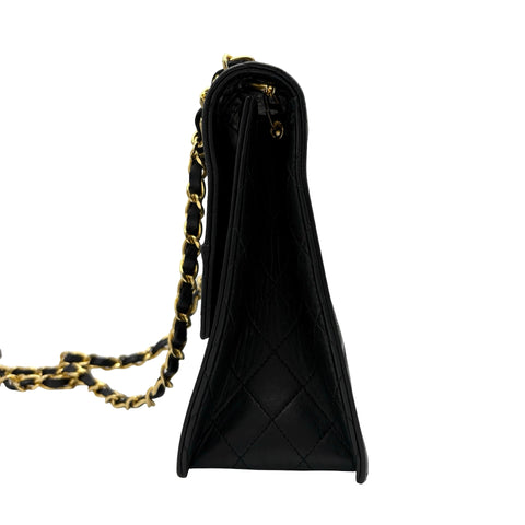 【中古】 CHANEL シャネル TRAPEZOID トラペゾヘド チェーンショルダー 1番台(1989-1991年) ブラック ラムスキン 中古 USED バッグ