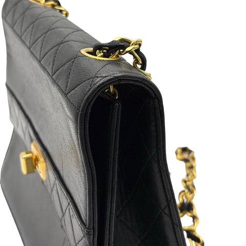 【中古】 CHANEL シャネル TRAPEZOID トラペゾヘド チェーンショルダー 1番台(1989-1991年) ブラック ラムスキン 中古 USED バッグ