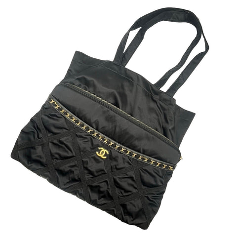 【中古】 CHANEL シャネル CLUTCH TOTE 2WAY BAG クラッチトート2WAYバッグ トートバッグ 31番台(2021年) ブラック ナイロンレザー 中古 USED バッグ