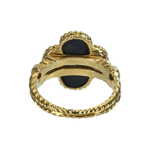 【中古】Van Cleef&Arpels ヴァンクリーフ&アーペル K18YG VINTAGE ALHAMBRA ヴィンテージアルハンブラ オニキスリング 旧型 4.9g #9
