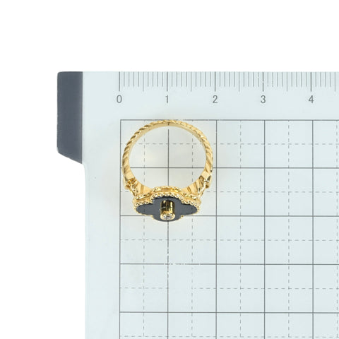 【中古】Van Cleef&Arpels ヴァンクリーフ&アーペル K18YG VINTAGE ALHAMBRA ヴィンテージアルハンブラ オニキスリング 旧型 4.9g #9