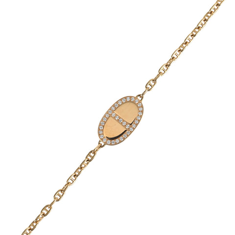 【中古】HERMES エルメス シューヌダンクル ヴェルソ K18PGダイヤモンド ブレスレット 16.5cm