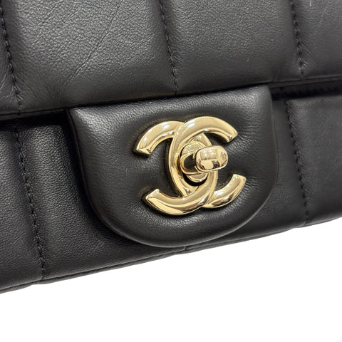 【中古】 CHANEL シャネル MINI FLAP BAG ミニフラップバック ショルダーバッグ ICチップ(2021年∼) ブラック ラムスキン 中古 USED バッグ