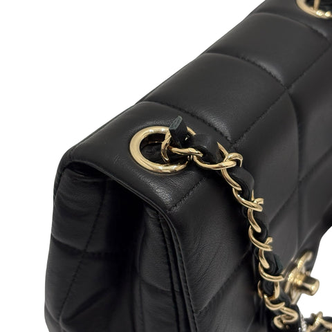 【中古】 CHANEL シャネル MINI FLAP BAG ミニフラップバック ショルダーバッグ ICチップ(2021年∼) ブラック ラムスキン 中古 USED バッグ