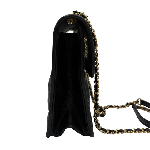 【中古】 CHANEL シャネル MINI FLAP BAG ミニフラップバッグ ショルダーバッグ ランダム番(2021年~) ブラック カーフスキン 中古 USED バッグ