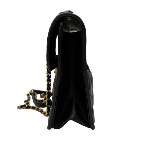 【中古】 CHANEL シャネル MINI FLAP BAG ミニフラップバッグ ショルダーバッグ ランダム番(2021年~) ブラック カーフスキン 中古 USED バッグ