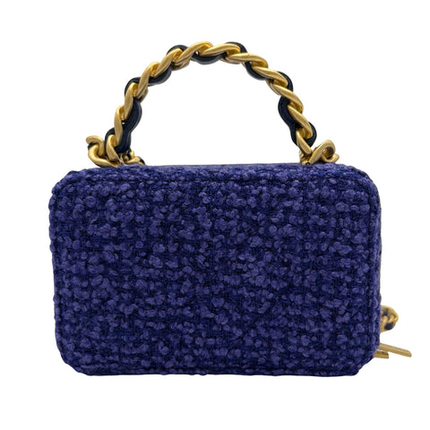 【中古】 CHANEL シャネル MINI CHAIN BAG ミニツイードチェーンバッグ チェーンショルダー ランダム番(2021年~) ブルー/パープル ツイード USED 中古 バッグ