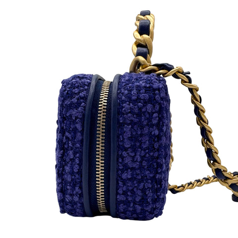 【中古】 CHANEL シャネル MINI CHAIN BAG ミニツイードチェーンバッグ チェーンショルダー ランダム番(2021年~) ブルー/パープル ツイード USED 中古 バッグ