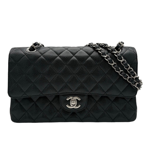 【中古】 CHANEL シャネル MATELASSE マトラッセ ダブルフラップ チェーンショルダー 18番台(2014年) ブラック キャビアスキン 中古 USED バッグ