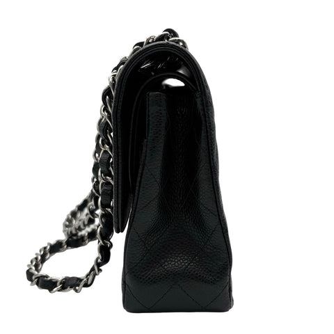 【中古】 CHANEL シャネル MATELASSE マトラッセ ダブルフラップ チェーンショルダー 18番台(2014年) ブラック キャビアスキン 中古 USED バッグ