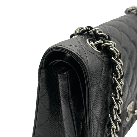 【中古】 CHANEL シャネル MATELASSE マトラッセ ダブルフラップ チェーンショルダー 18番台(2014年) ブラック キャビアスキン 中古 USED バッグ