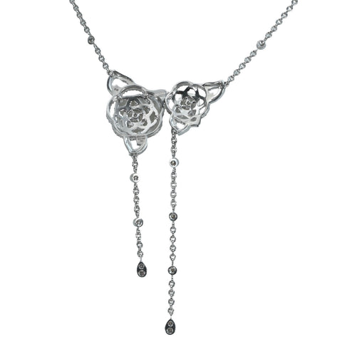 【中古】CHANEL シャネル K18WG DIAMOND カメリア ダイヤモンドペンダントネックレス 12.9g