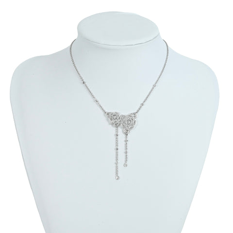 【中古】CHANEL シャネル K18WG DIAMOND カメリア ダイヤモンドペンダントネックレス 12.9g