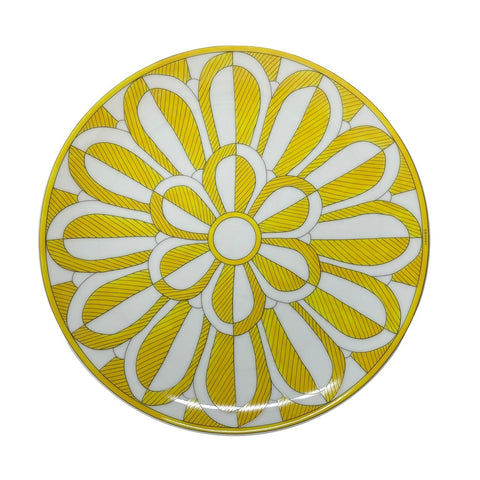 【未使用】 Hermes エルメス デザートプレート 〈ソレイユ・ドゥ・エルメス〉No2 2枚セット 食器 小物 ホワイト/イエロー ポーセン 未使用(展示品)