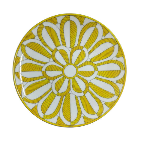 【未使用】 Hermes エルメス デザートプレート 〈ソレイユ・ドゥ・エルメス〉No2 2枚セット 食器 小物 ホワイト/イエロー ポーセン 未使用(展示品)