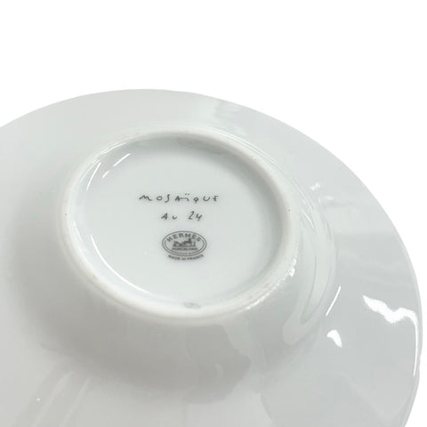 【未使用品】 Hermes エルメス コーヒーカップ&ソーサー 〈モザイク 24〉 ゴールド 小物 ホワイト/イエロー ポーセリン カップ 皿 食器 未使用(展示品)