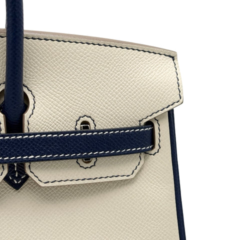 【中古】 Hermes エルメス BIRKIN25 バーキン25 ハンドバッグ A刻(2017年) クレ/ブルー系 エプソン パーソナルオーダー 中古 USED バッグ