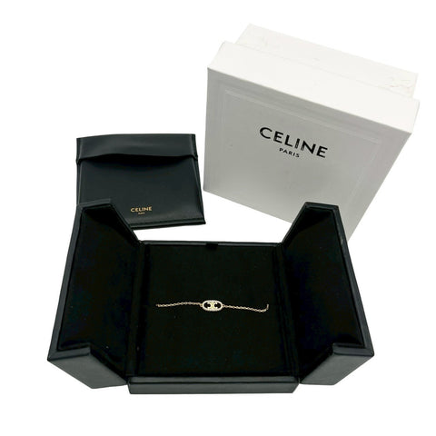 【中古】CELINE セリーヌ マリオントリオンフ K18YG ダイヤモンド ブレスレット 17cm