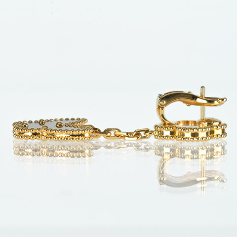 【新品未使用品】Van Cleef & Arpels ヴァンクリーフ&アーペル Lucky Alhambra Papillon 2 motifs ラッキーアルハンブラ 2モチーフイヤリング K18YG マザーオブパール/タイガーアイピアス 13.6g