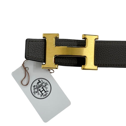 【新品未使用】 Hermes エルメス ベルト バックル《H》 小物 ブラック/グリメイヤー ボックスカーフ 新品未使用