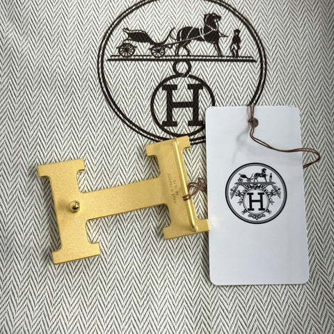 【新品未使用】 Hermes エルメス ベルト バックル《H》 小物 ブラック/グリメイヤー ボックスカーフ 新品未使用